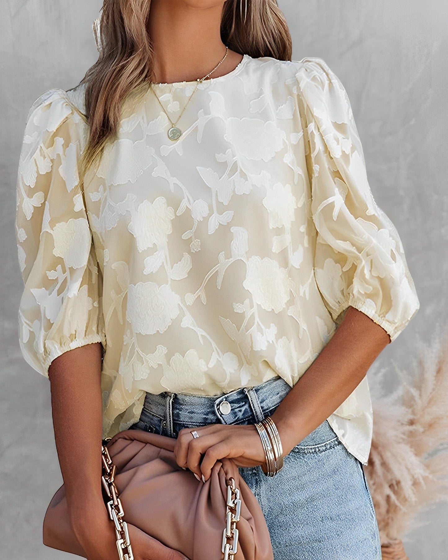 Women's Chiffon Blouse Puff Sleeves