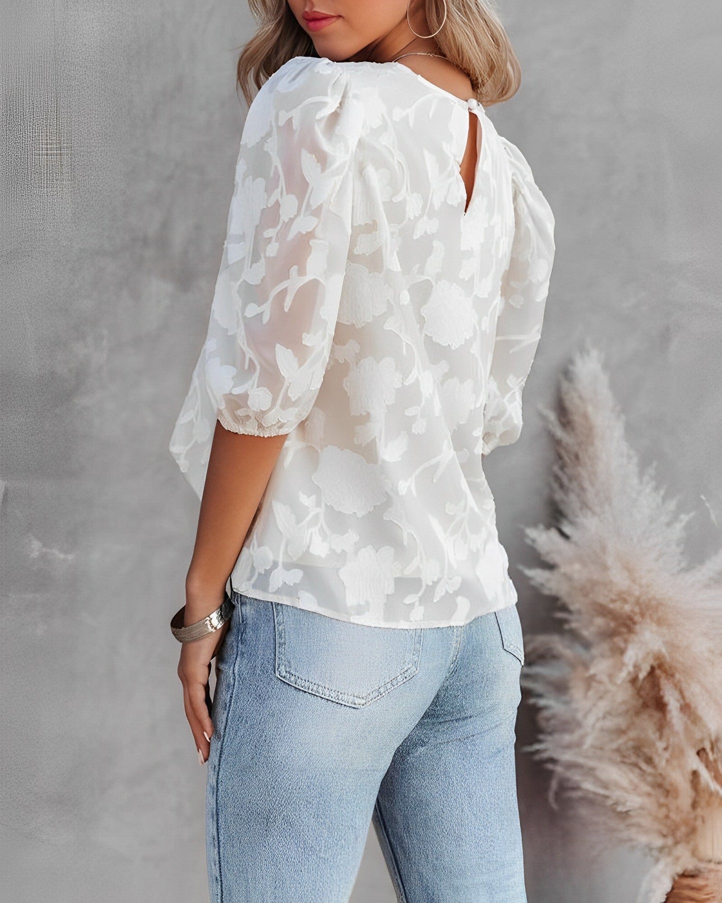 Women's Chiffon Blouse Puff Sleeves