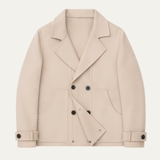 Men's Wool Peacoat Double Breasted Navy Blue - Vonnera