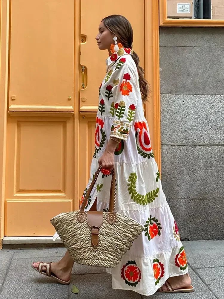Women's Long Sleeve Floral Maxi Dress - VibreMode