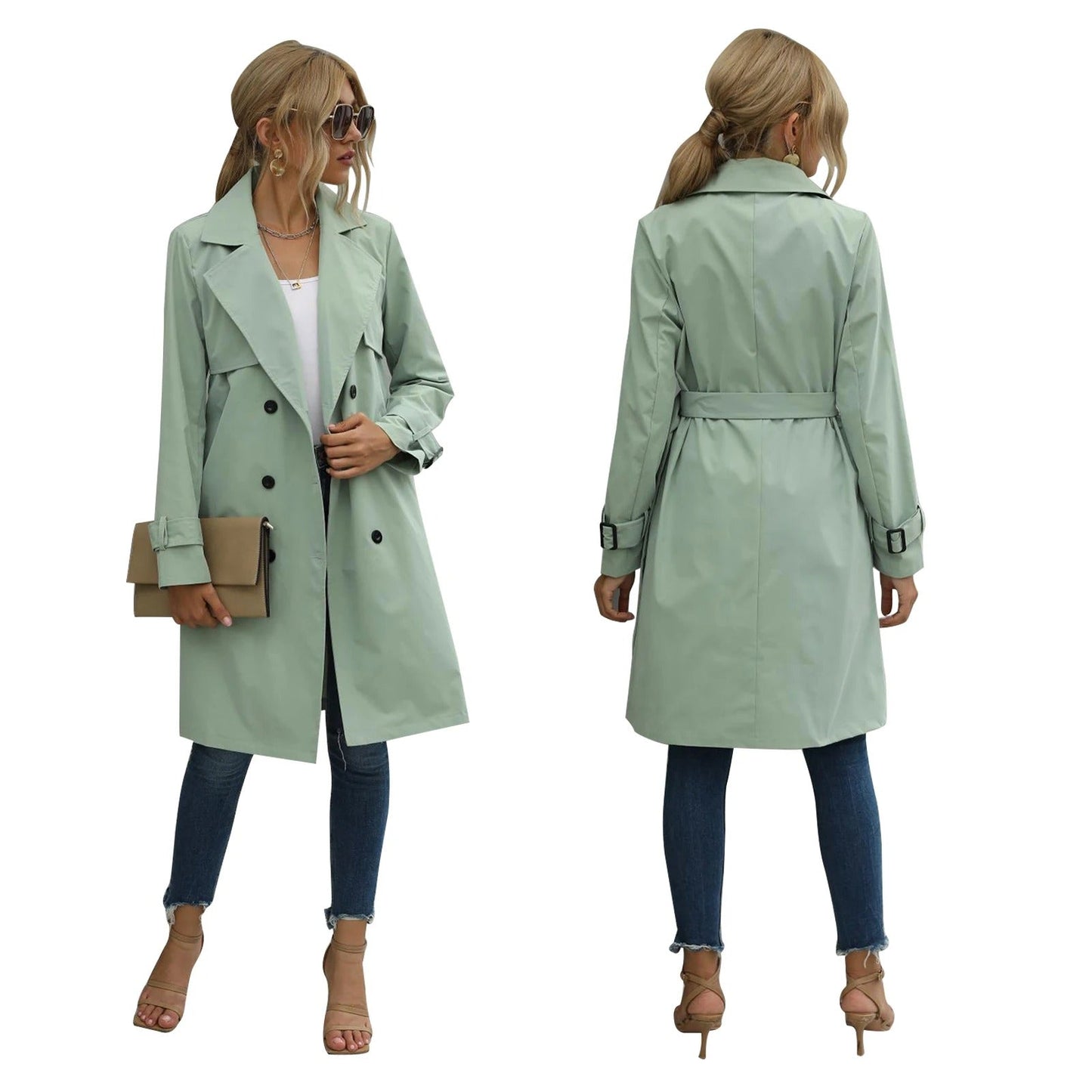 Women's Double Breasted Trench Coat - Vonnera