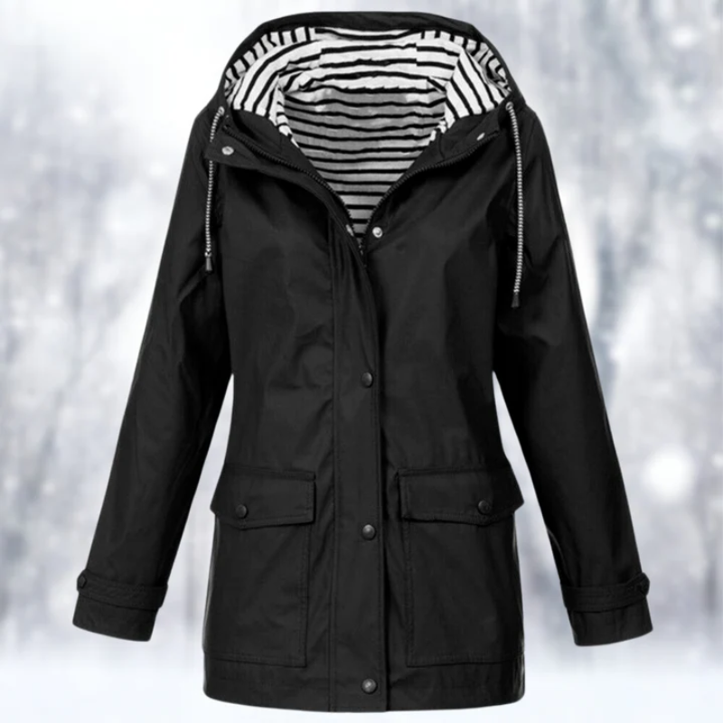 Image of Charlene | Women's Hooded Raincoat Button Front Coat