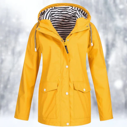 Women's Hooded Raincoat Button Front Coat - Vonnera