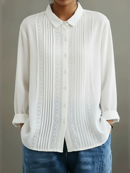 Women's Long Sleeve Button Down Cotton Shirt - Vonnera