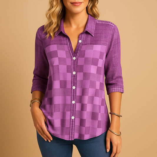 Women's Checked Relaxed Fit Blouse - Vonnera
