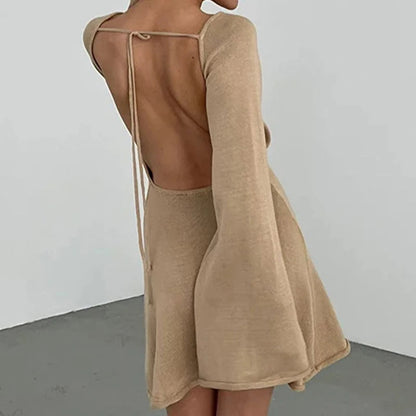 Image of Chelsea | Women's Long Sleeve Backless Mini Dress