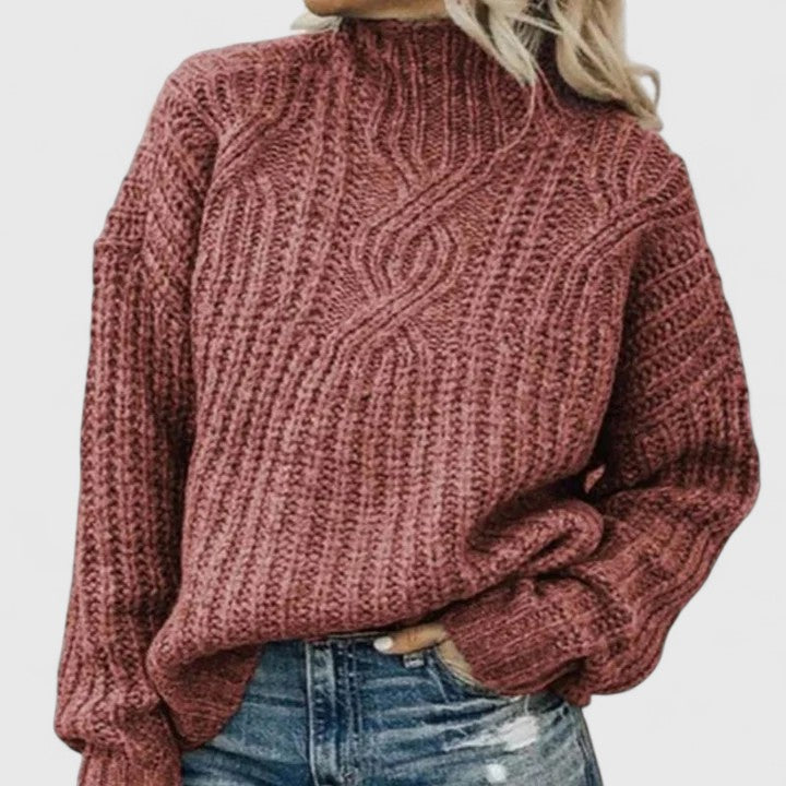 Image of Cheryl | Women's Cable Knit Long Sleeve Turtleneck Sweater