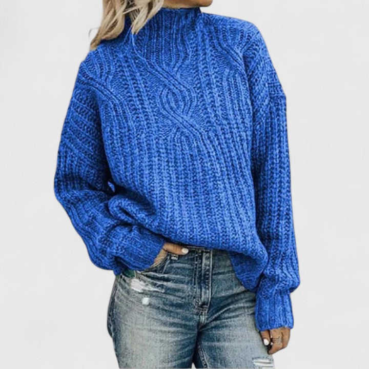 Image of Cheryl | Women's Cable Knit Long Sleeve Turtleneck Sweater