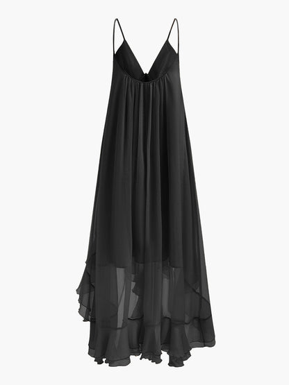 Seraphina Women's Maxi Dress Chiffon Cape Sleeves