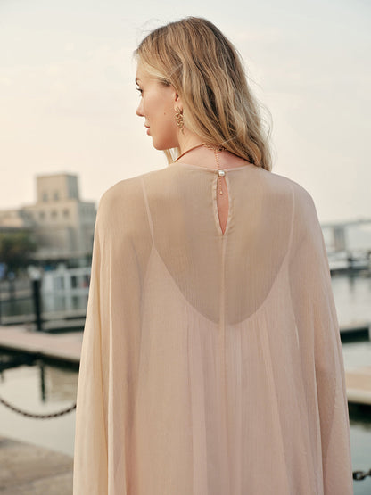 Seraphina Women's Maxi Dress Chiffon Cape Sleeves