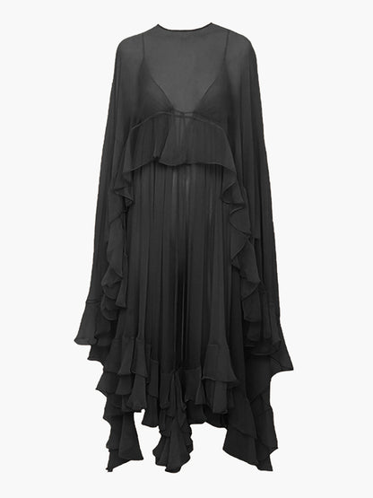 Seraphina Women's Maxi Dress Chiffon Cape Sleeves
