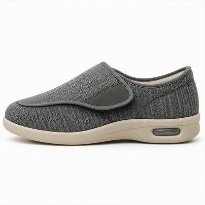 Chloe Stretch No-Tie Wide Shoes w/ Adjustable Closure - Grey