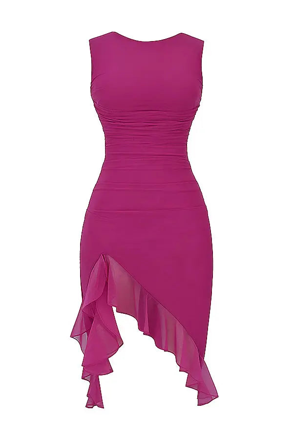 Women's Ruffle Midi Dress Elegant Black