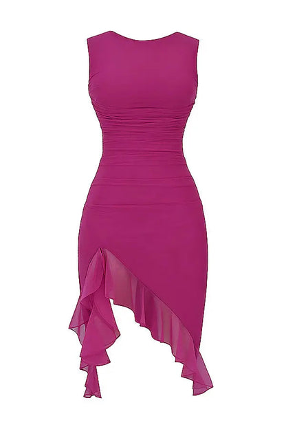 Women's Ruffle Midi Dress Elegant Black