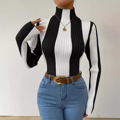Women's Vertical Striped Fitted Sweater - Vonnera