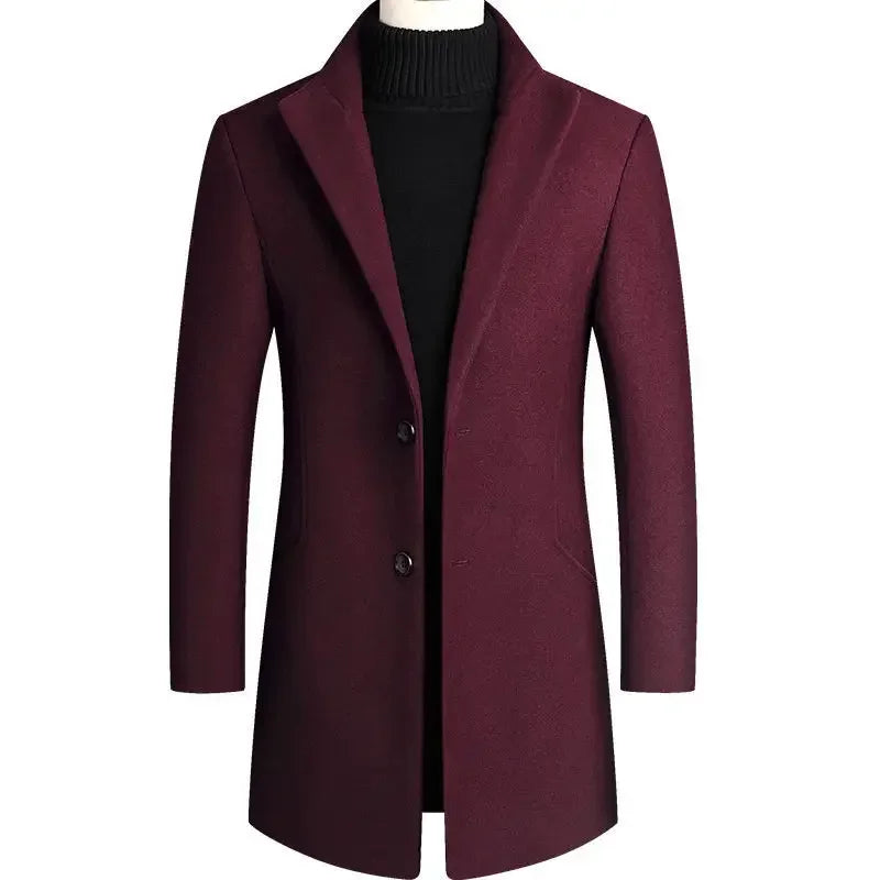 Men's Mandarin Collar Overcoat Mid-Length - Vonnera
