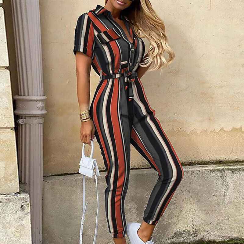 Women's Belted Short Sleeve Jumpsuit - Vonnera