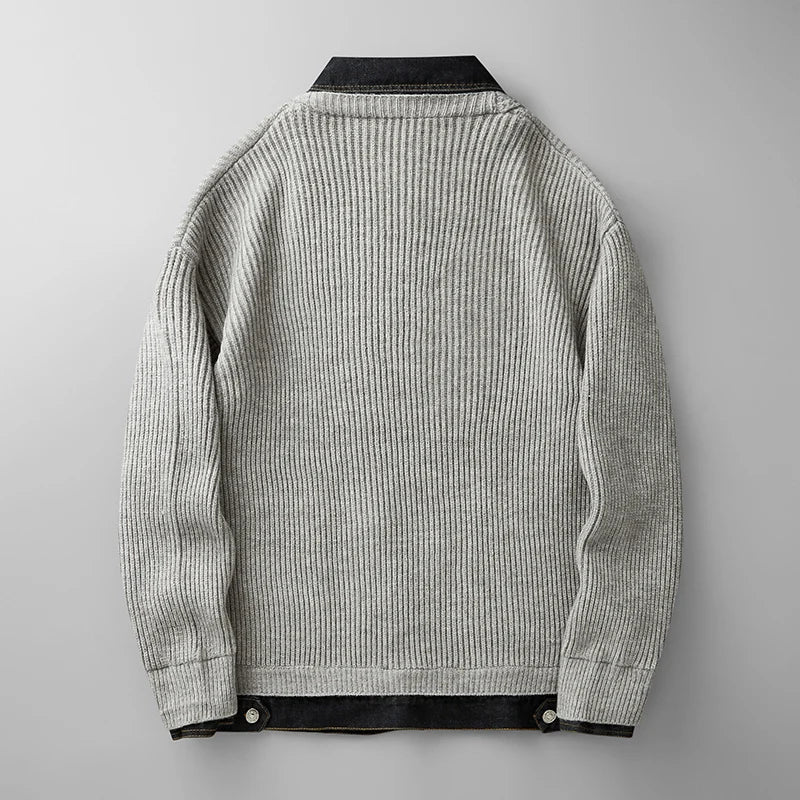 Men's Ribbed Knit Cardigan Button-Down
