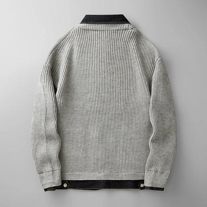 Men's Ribbed Knit Cardigan Button-Down