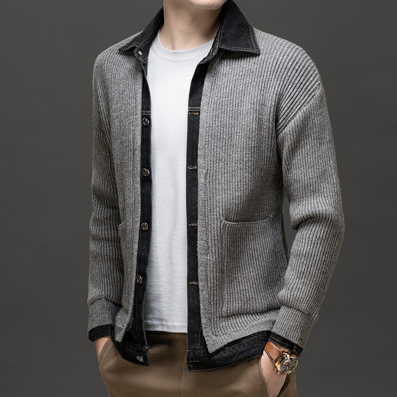 Men's Ribbed Knit Cardigan Button-Down