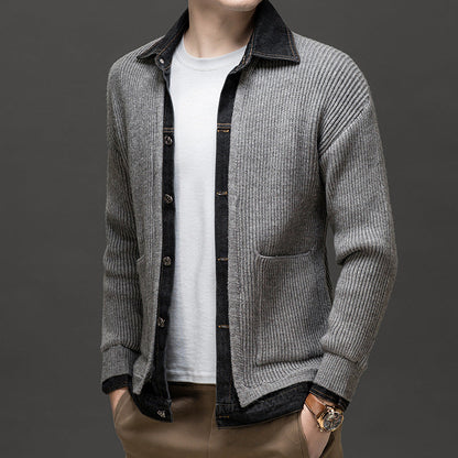 Men's Ribbed Knit Cardigan Button-Down