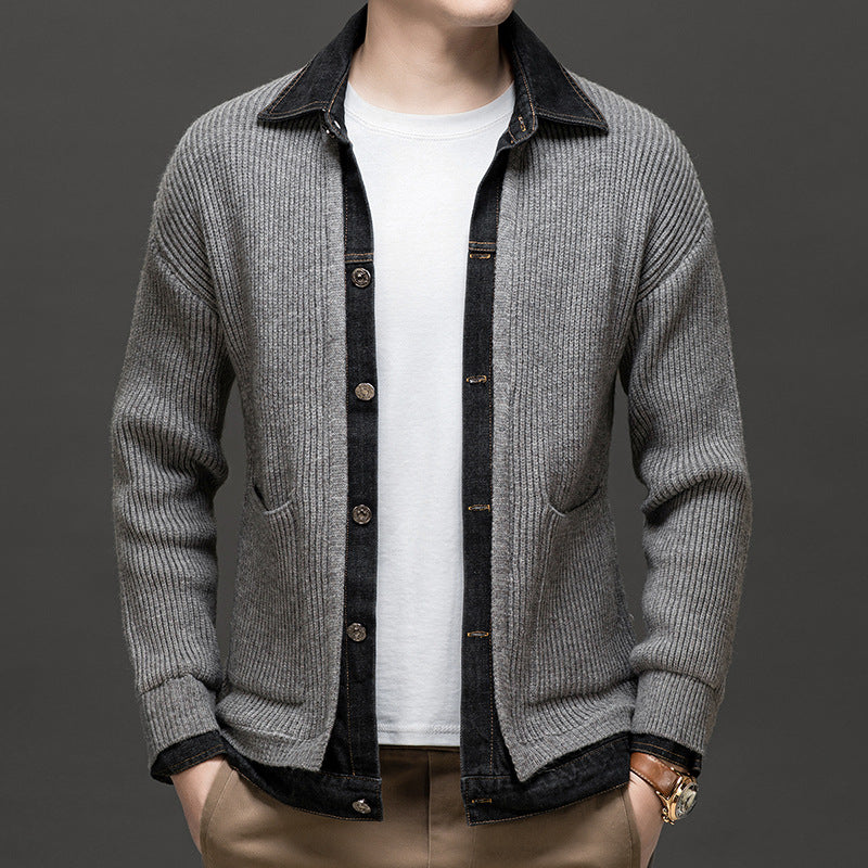 Men's Ribbed Knit Cardigan Button-Down