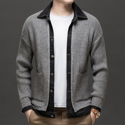 Men's Ribbed Knit Cardigan Button-Down