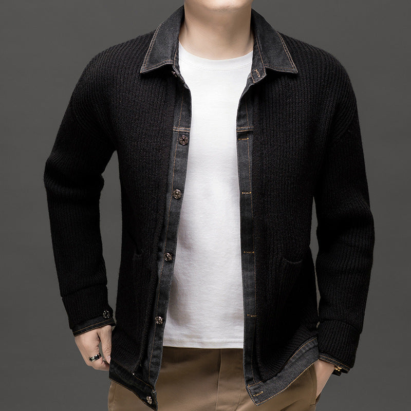 Men's Ribbed Knit Cardigan Button-Down