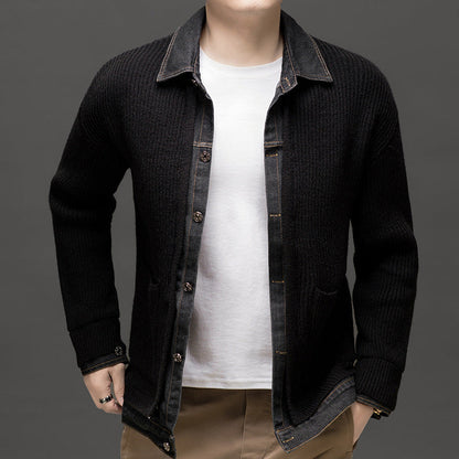 Men's Ribbed Knit Cardigan Button-Down