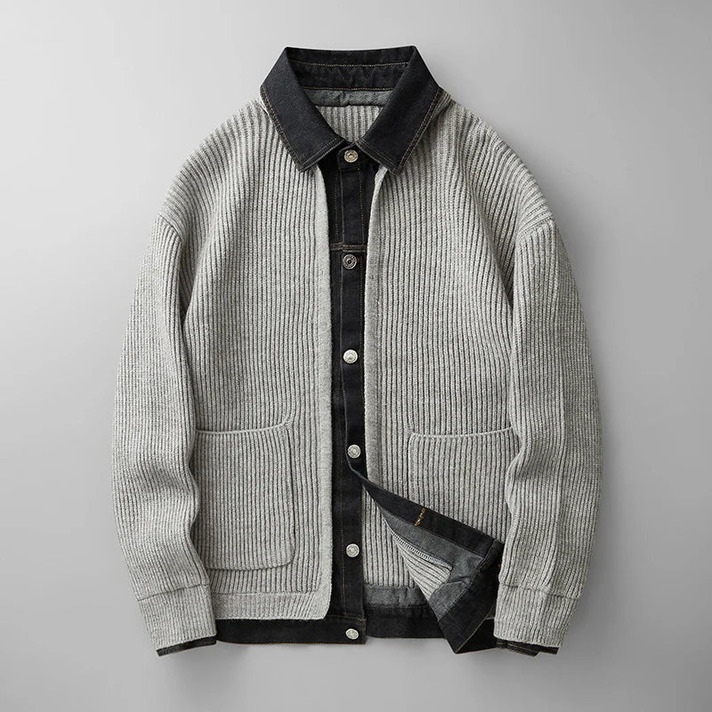 Men's Ribbed Knit Cardigan Button-Down