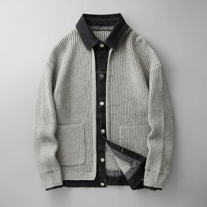 Men's Ribbed Knit Cardigan Button-Down