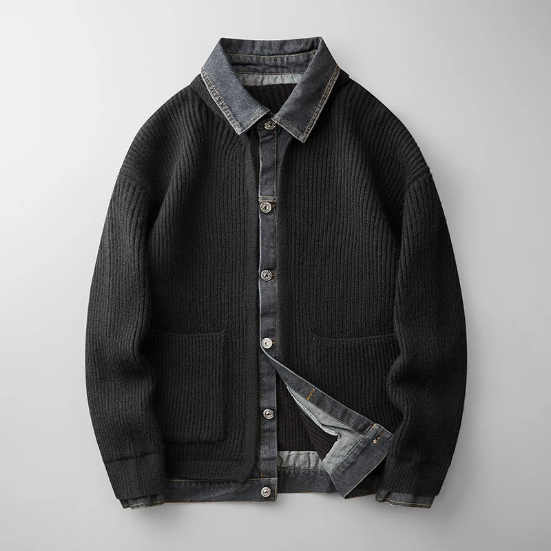 Men's Ribbed Knit Cardigan Button-Down