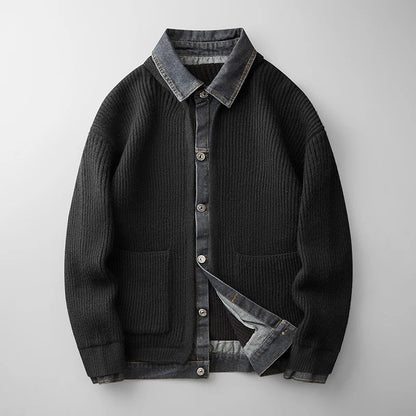 Men's Ribbed Knit Cardigan Button-Down
