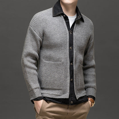 Men's Ribbed Knit Cardigan Button Down - VibreMode