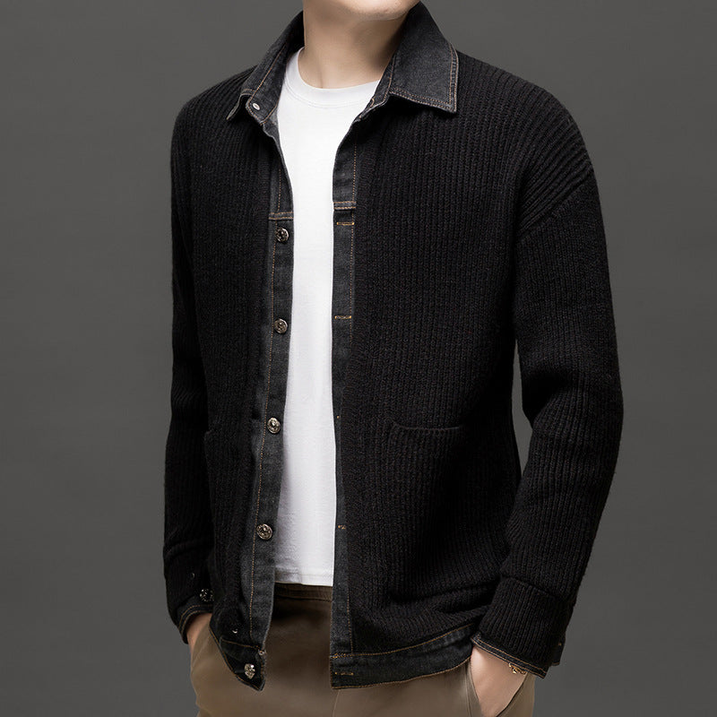 Men's Ribbed Knit Cardigan Button-Down