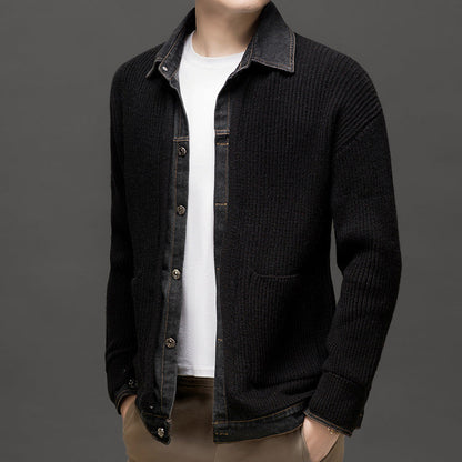 Men's Ribbed Knit Cardigan Button-Down