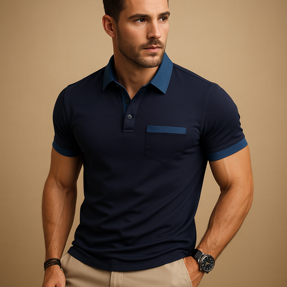 Classic short sleeve polo shirt for men with a comfortable fit and timeless design, ideal for casual outfits and smart casual everyday wear.
