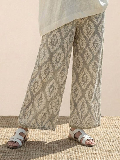 Women's Striped Wide Leg Pants Set Cotton Casual Two Piece