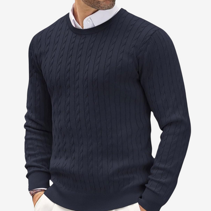Men's Crew Neck Cable Knit Sweater - Vonnera