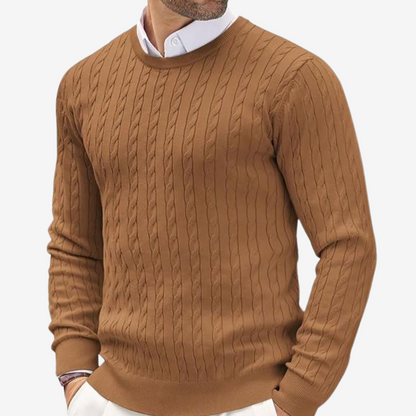 Image of Cody | Men's Crew Neck Cable Knit Sweater