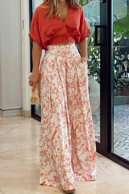 Image of Colleen | Women's Cropped Wrap Top Two-Piece Set