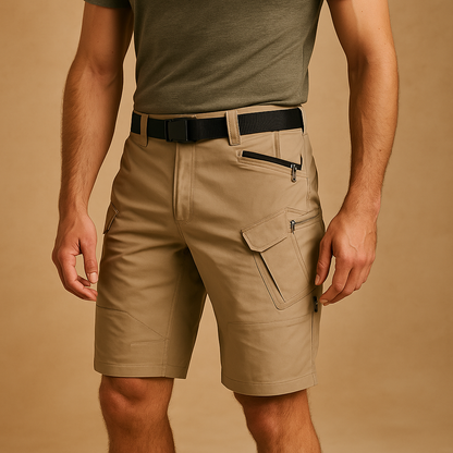 Men’s comfortable cargo shorts with multiple pockets, ideal for travel, outdoor use, and everyday casual wear.