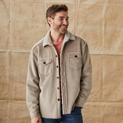Men's Sherpa Collar Button Down Jacket - Vonnera