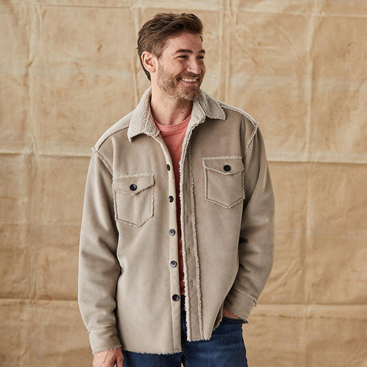 Men's Sherpa Collar Button Down Jacket - Vonnera