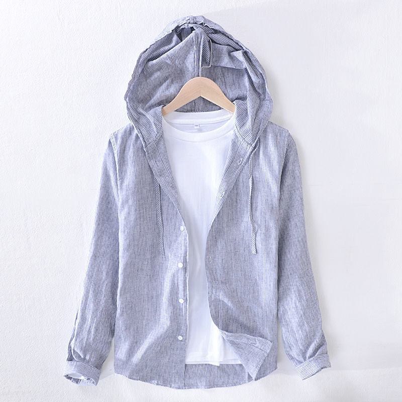 Men's Hooded Button-Down Shirt Long Sleeve - Vonnera