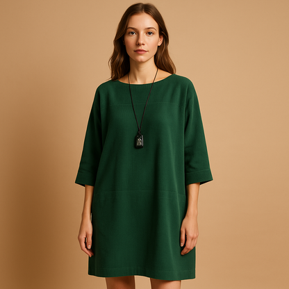 Women’s corduroy knee length summer dress with short sleeves and comfortable fit, perfect for warm days, casual outings, and everyday summer wear.