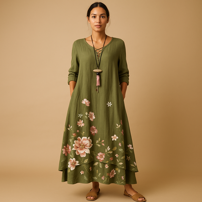 Women’s breathable cotton A-line dress with minimalist design and flattering fit, ideal for office wear, daily outfits and formal occasions.