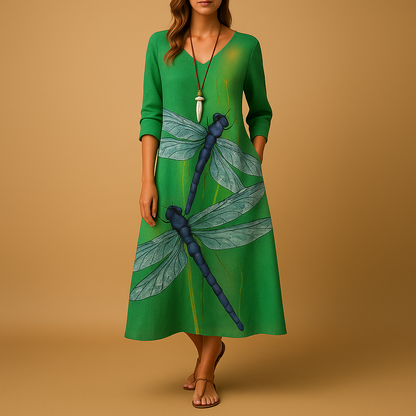 Women’s breathable cotton A-line dress with minimalist design and flattering fit, ideal for office wear, daily outfits and formal occasions.