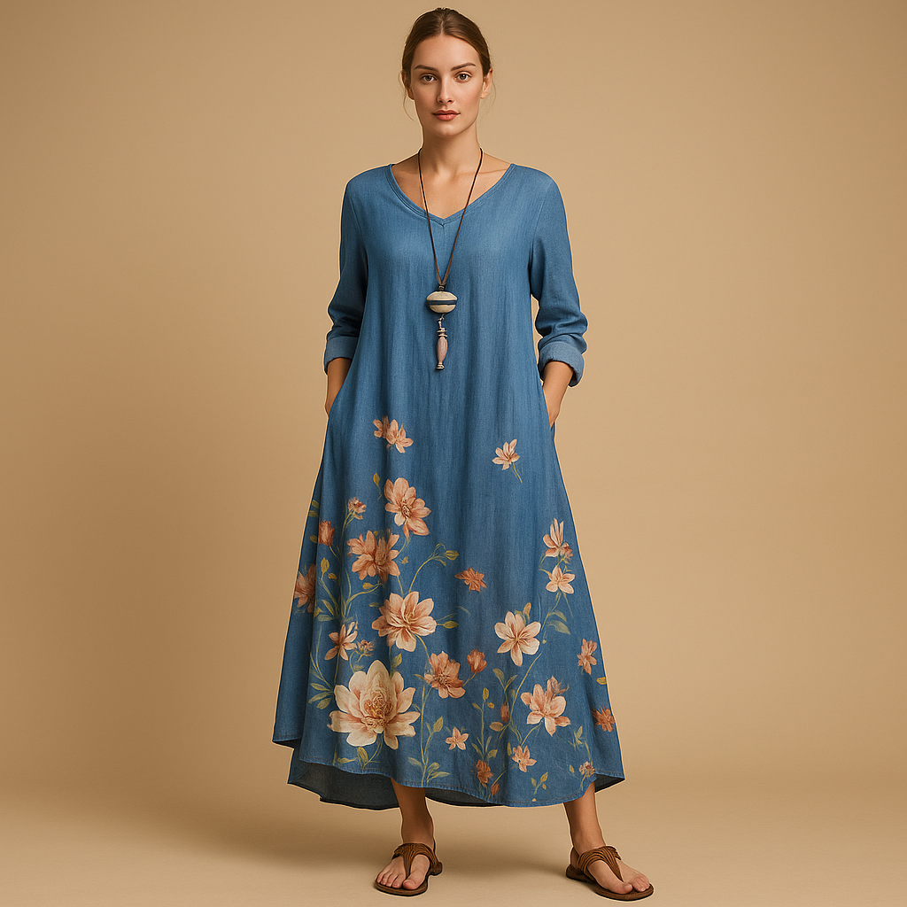 Women’s breathable cotton A-line dress with minimalist design and flattering fit, ideal for office wear, daily outfits and formal occasions.