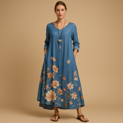Women’s breathable cotton A-line dress with minimalist design and flattering fit, ideal for office wear, daily outfits and formal occasions.